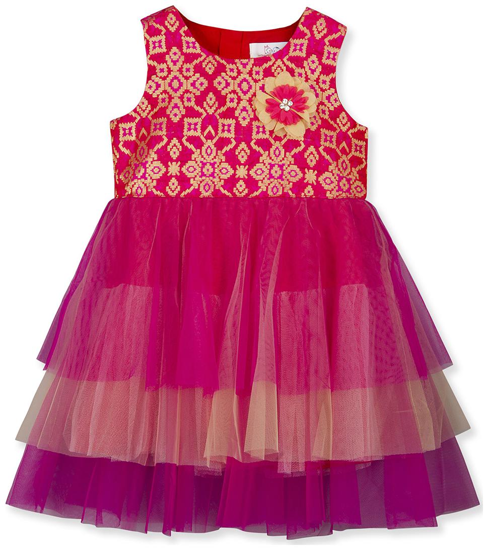 

Young Birds Pink Polyester Sleeveless Knee Length Princess Frock ( Pack of 1 )