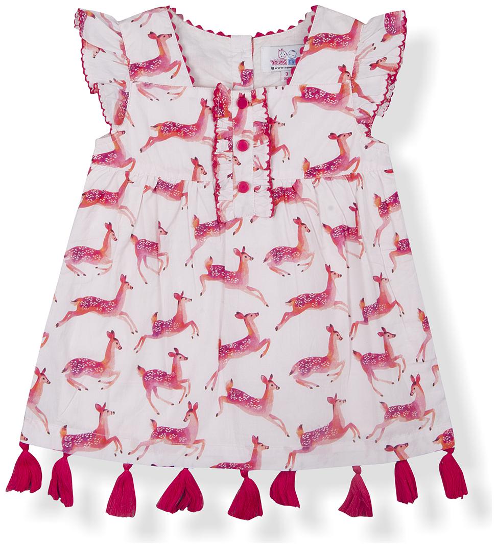 

Young Birds Girl Cotton Printed Top - White Pink