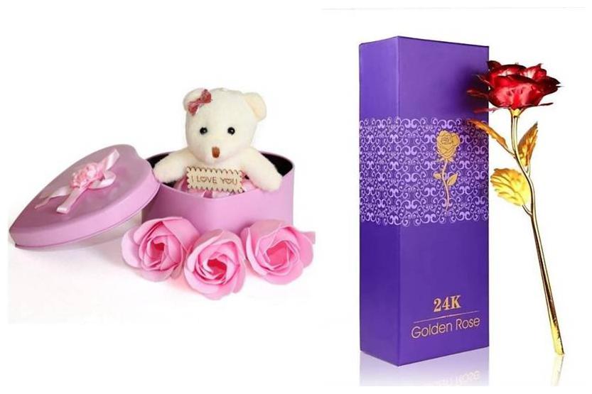 

ZUKUNFT FASHION Red Pink Teddy Bear - 12 cm
