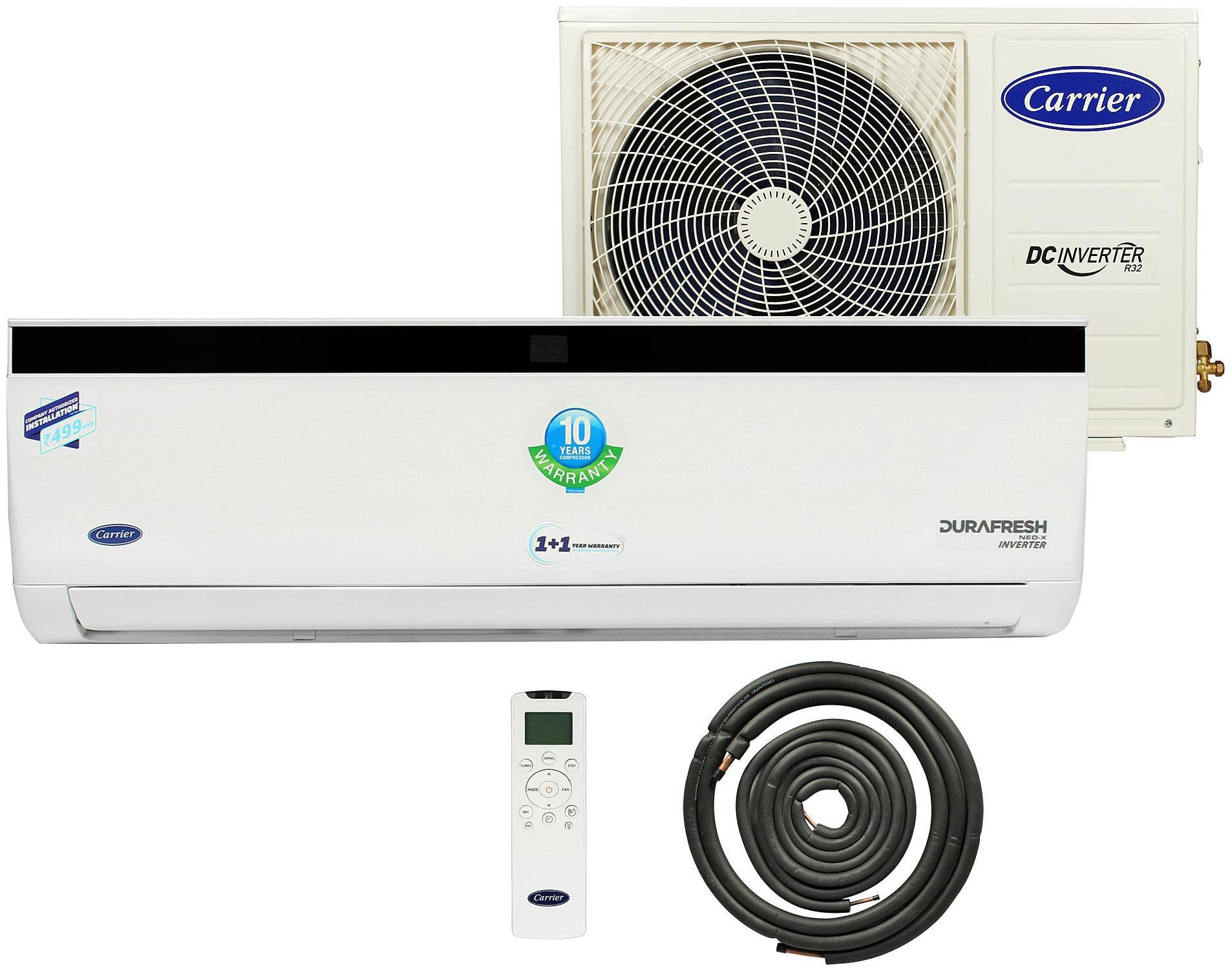 Carrier 1.0 Ton Inverter 5 Star Copper 2019 Range Durafresh Neo X CAI12DN5R39F0 Split AC White