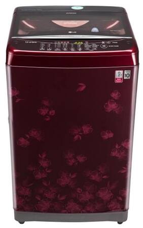 LG 10 Kg Fully Automatic Top Load Washing Machine (T2077NEDLX New Florid Red Pattern + Burgundy)
