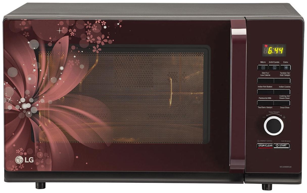 

LG 32 L Convection Microwave Oven - MC3286BRUM Black and maroon