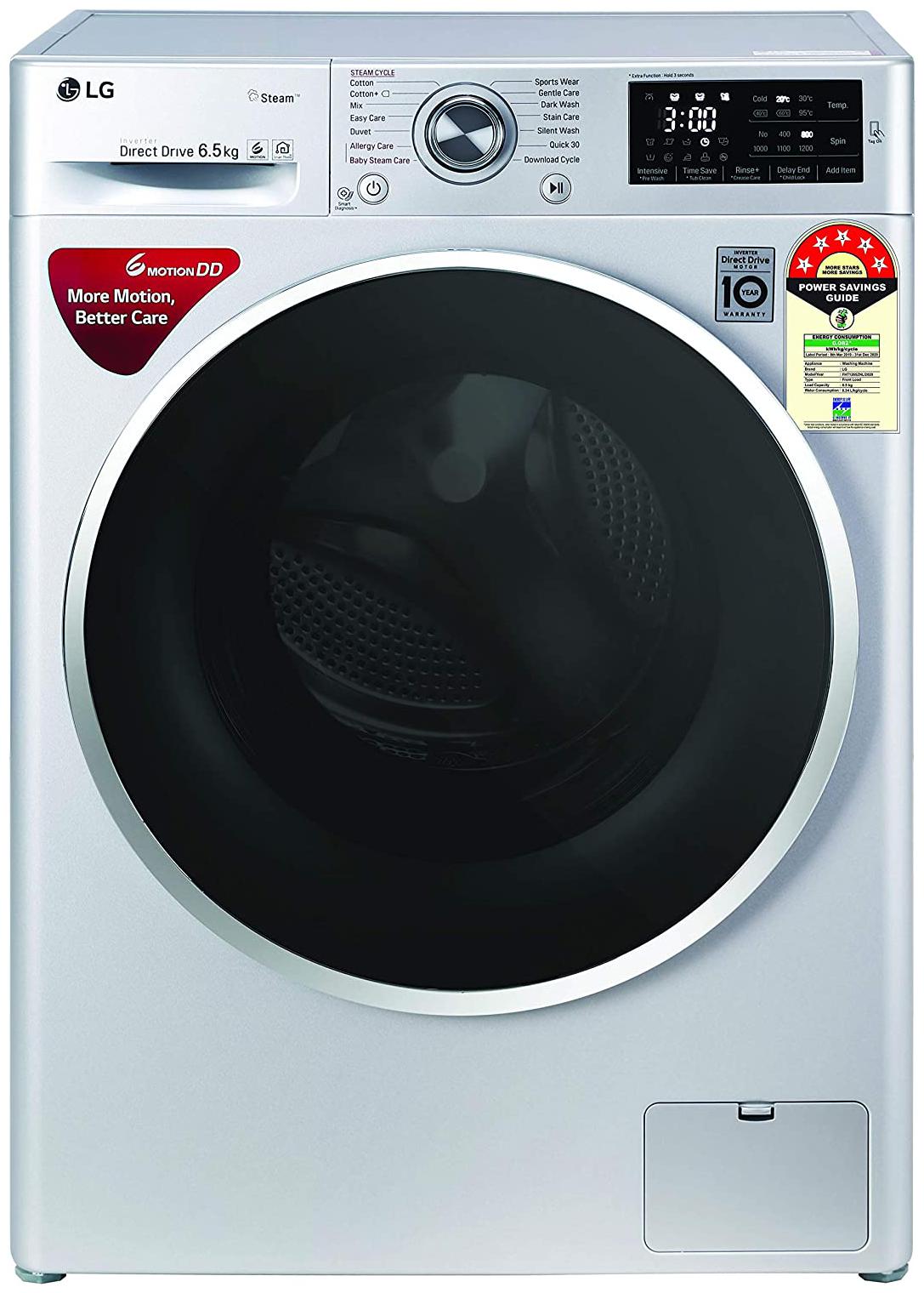 

LG 6 5 kg Fully Automatic Front Load Washing machine - FHT1265ZNL Luxury silver