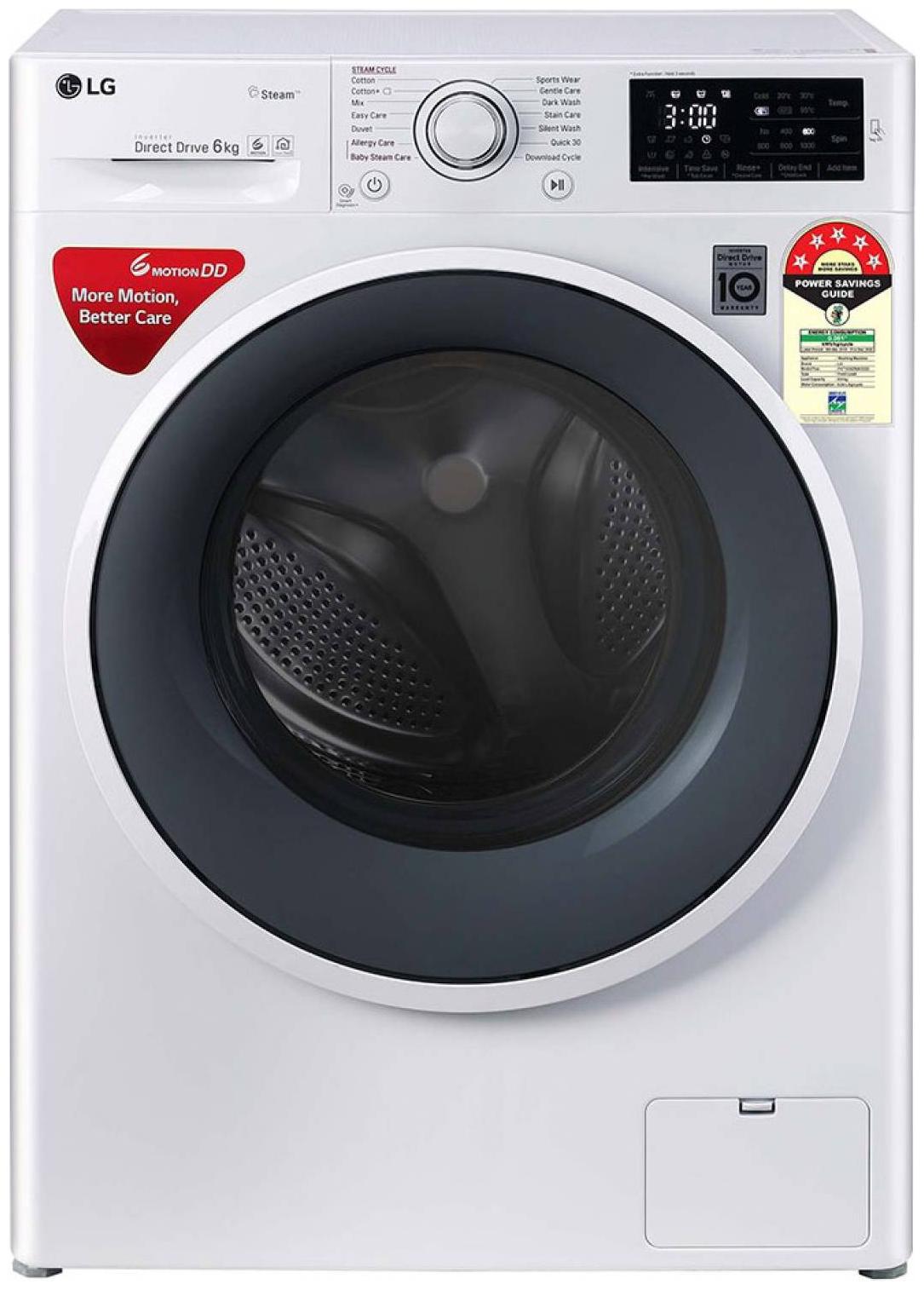 

LG 6 kg Fully Automatic Front Load Washing machine - FHT1006ZNW White