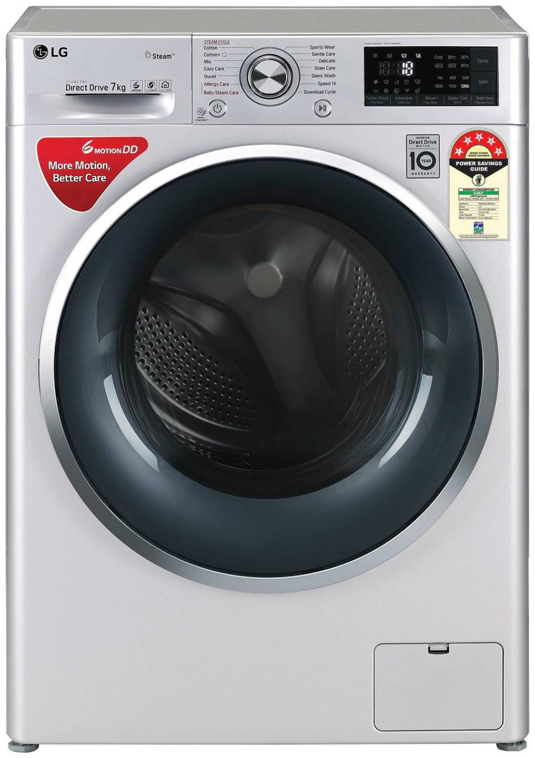 

LG 7 kg Fully automatic front load Washing machine - FHT1207ZWL Silver