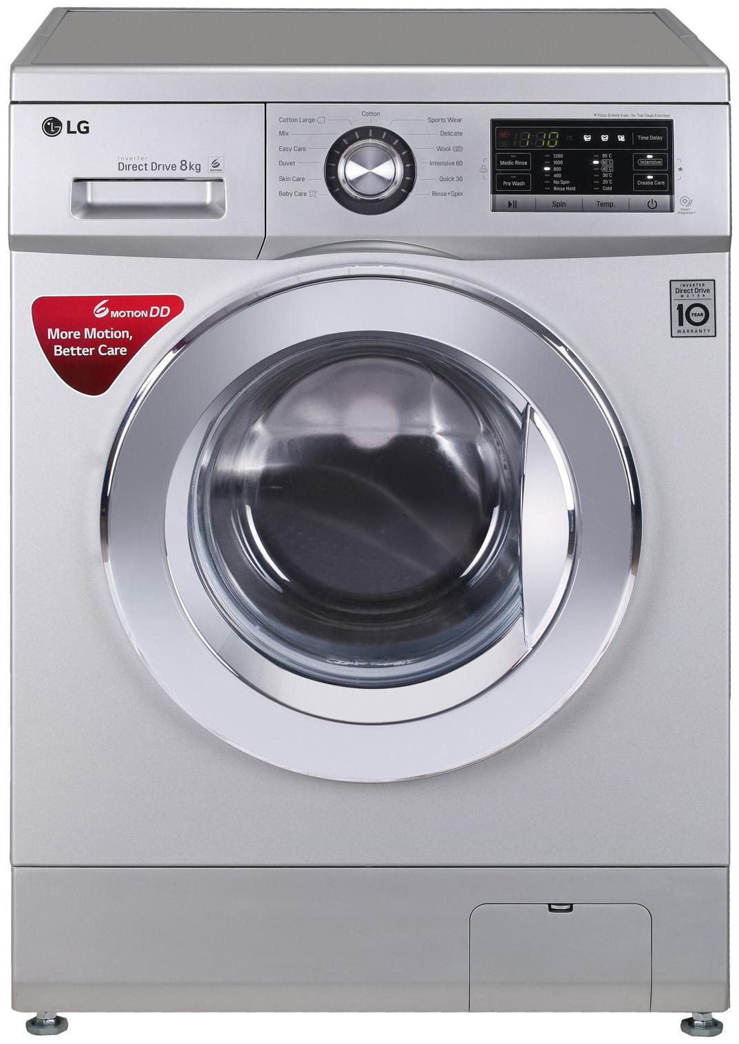 

LG 8 kg Fully Automatic Front Load Washer with dryer - FHM1208ZDL Silver