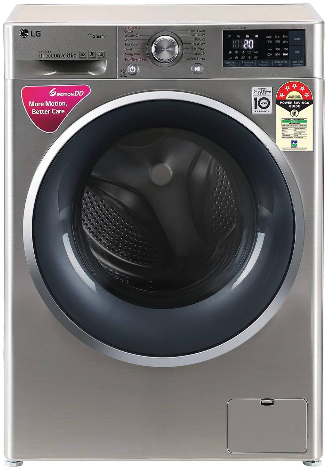 

LG 8 kg Fully automatic front load Washing machine - FHT1408ZWS Grey