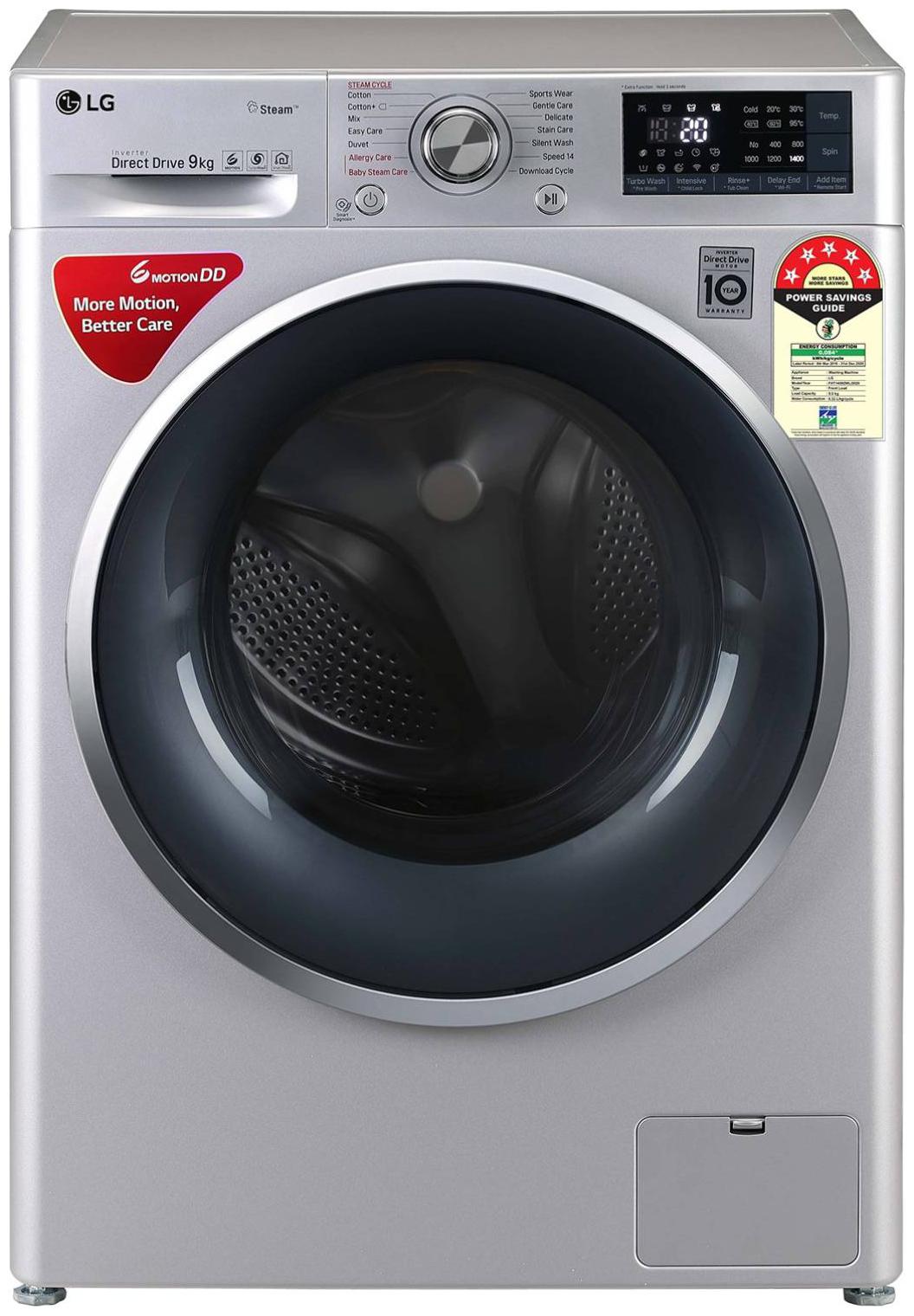 

LG 9 kg Fully Automatic Front Load Washing machine - FHT1409ZWL Silver