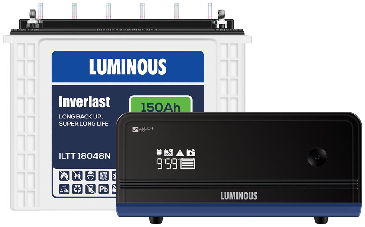 

Luminous Zelio 1100 with Inverlast ILTT18048N 150Ah Tall Tubular Battery