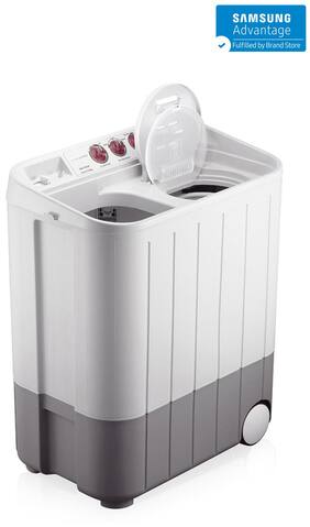 Samsung 6.5 Kg Semi Automatic Top Load Washing Machine (WT657QPNDPG, Light Grey & Red)