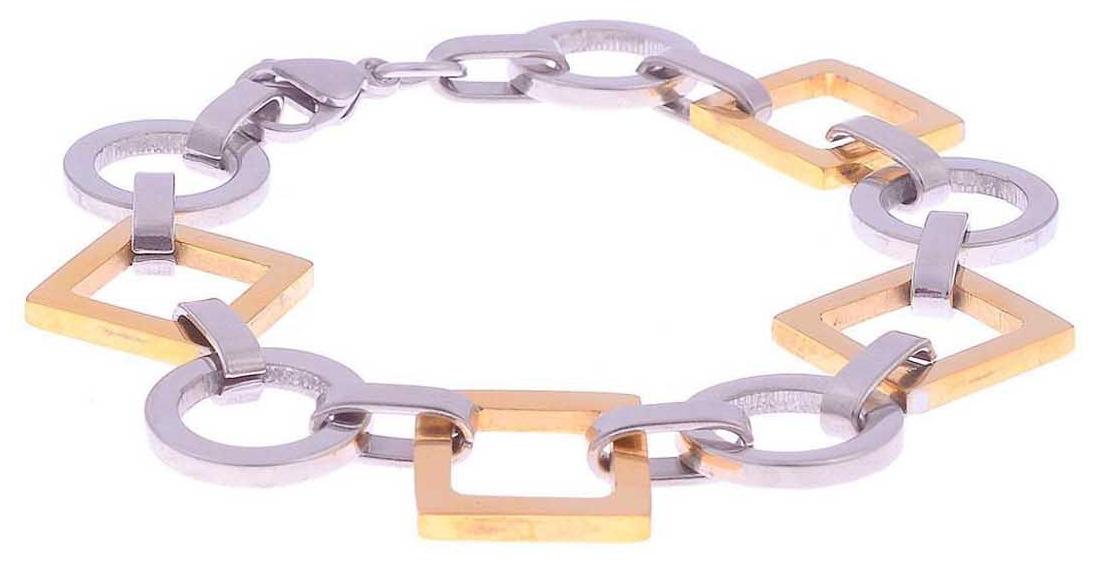 

The Jewelbox Men s Square Circle Designer Gold Plated Stainless Steel Links Bracelet