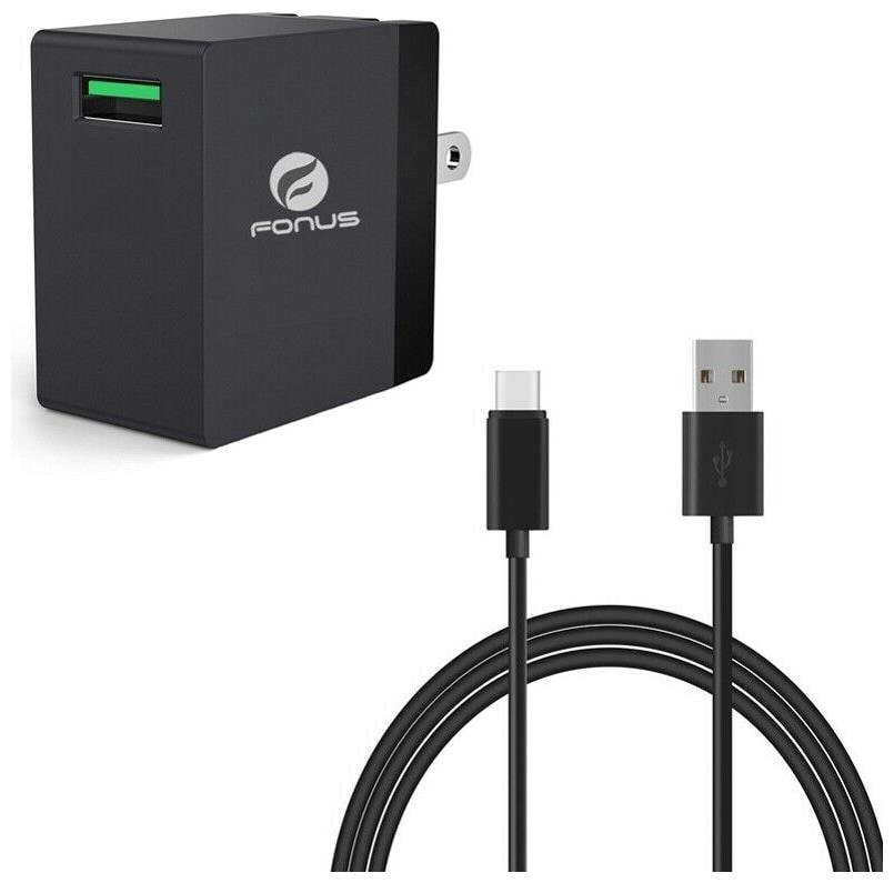 

18W Adaptive Fast Home Charger 6ft Type-C USB Cable Adapter for USB-C Phones