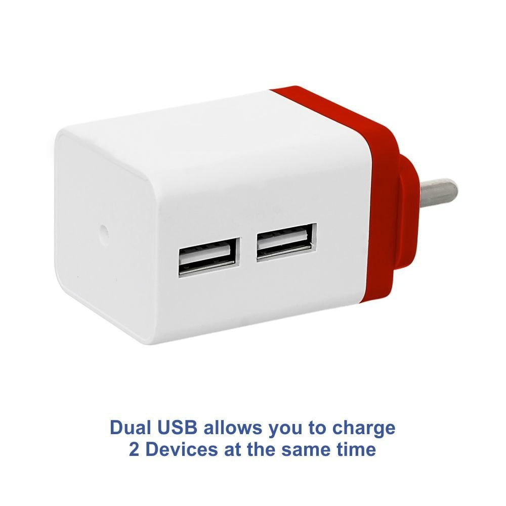 

2 4A S4 Dual Port Smart Wall Charger Adapter With Charging Data Sync Cable (White)