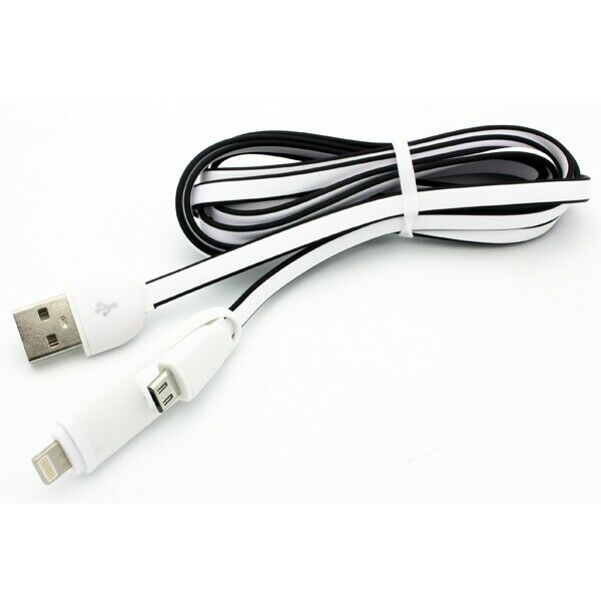 

2-in-1 6ft Long USB Cable Rapid Charge Power Wire Sync Tangle for Cell Phones