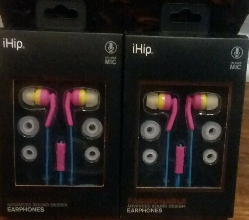 

2 PACK ihip Fashionable Earphones ADVANCED SOUND DESIGN IN LINE MIC