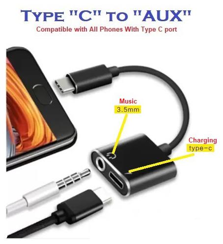 2in1 Type C to AUX Adapter 0.10 m USB Type C Cable
