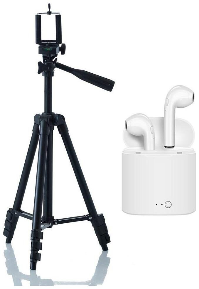 

3120 Professional Universal Portable and Fordable Tripod With i7S Headphone Twins Earphone Bluetooth Headset By Crystal Digital