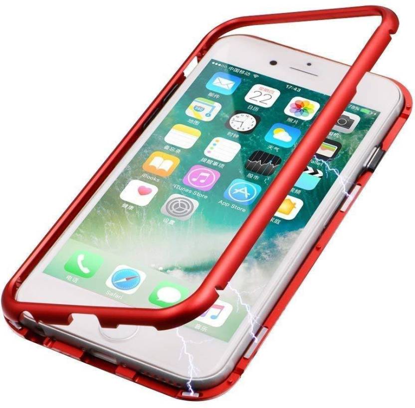 

360 Degree Magnetic Shockproof Metal Bumper Tempered Glass Cover for Apple iPhone X-Red