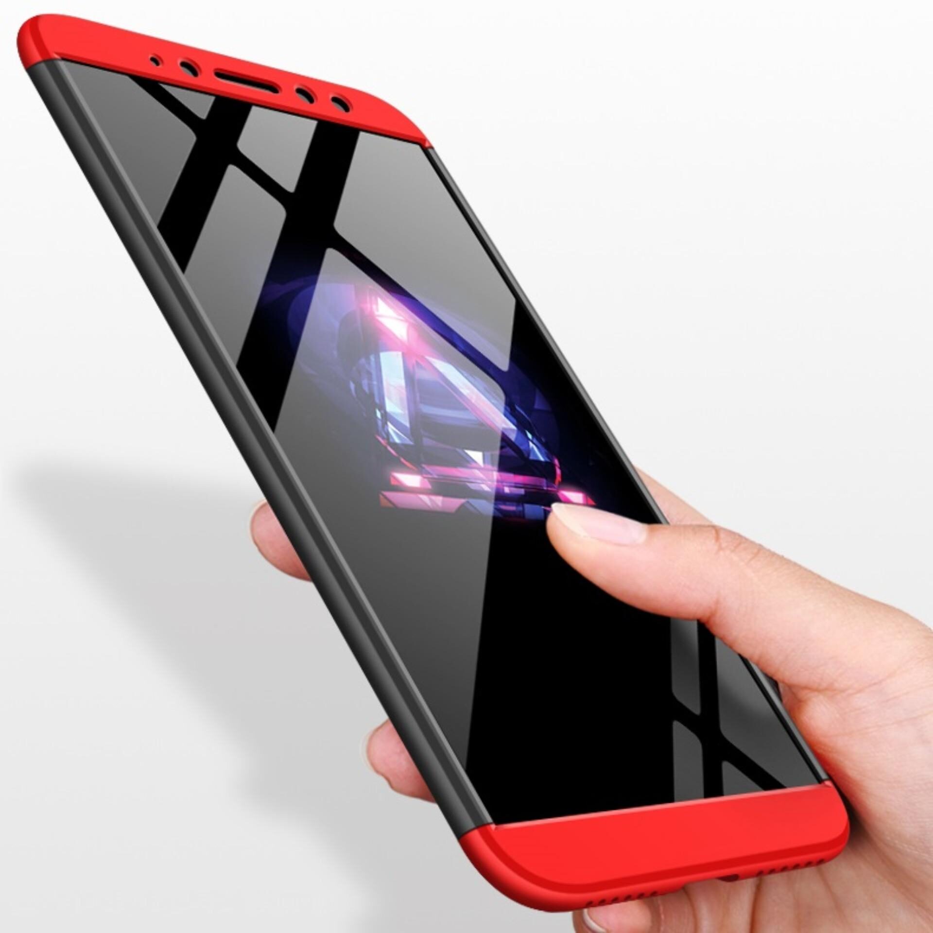 

360 Full Body Protection Hard Matte Gkk Double Dip Case For Mi Redmi Y2-Red Black