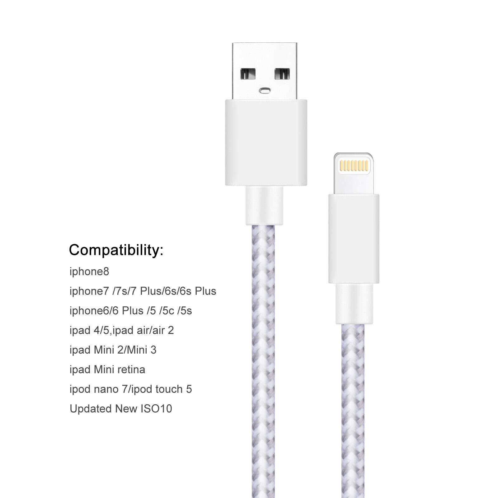 

3FT Apple Lightning Sync Charger USB Data Cable For iPhone X 8 7 iPad Air