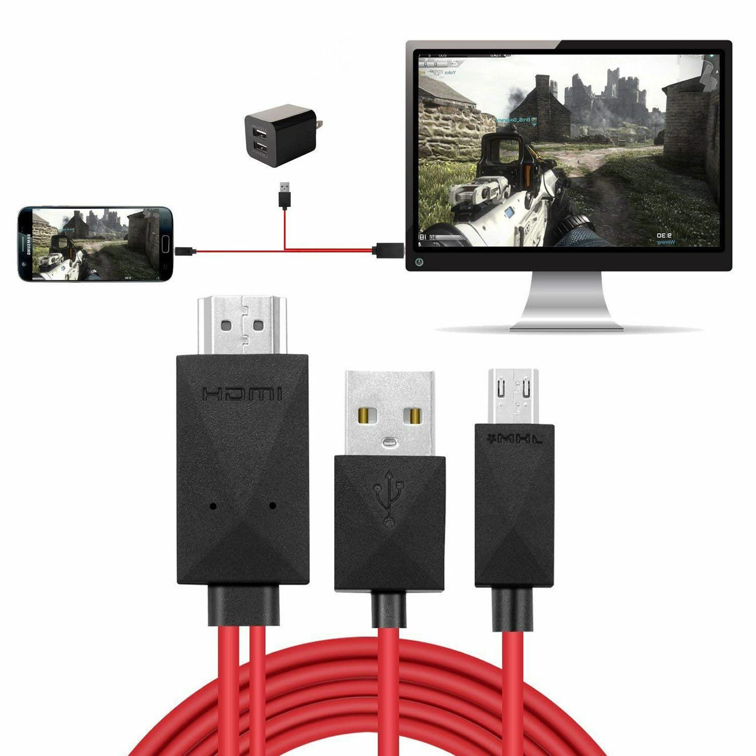 

6 6ft MHL Micro USB to HDMI TV Cable for Samsung Galaxy Note 3 SM-N900W8 N900T