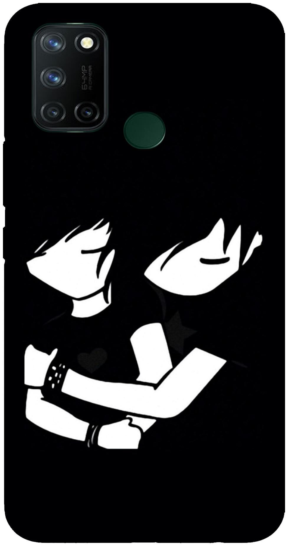 

A M BROTHERS Couple Love Designer Back Cover Printed Mobile Back Case And Cover For Realme 7i Black