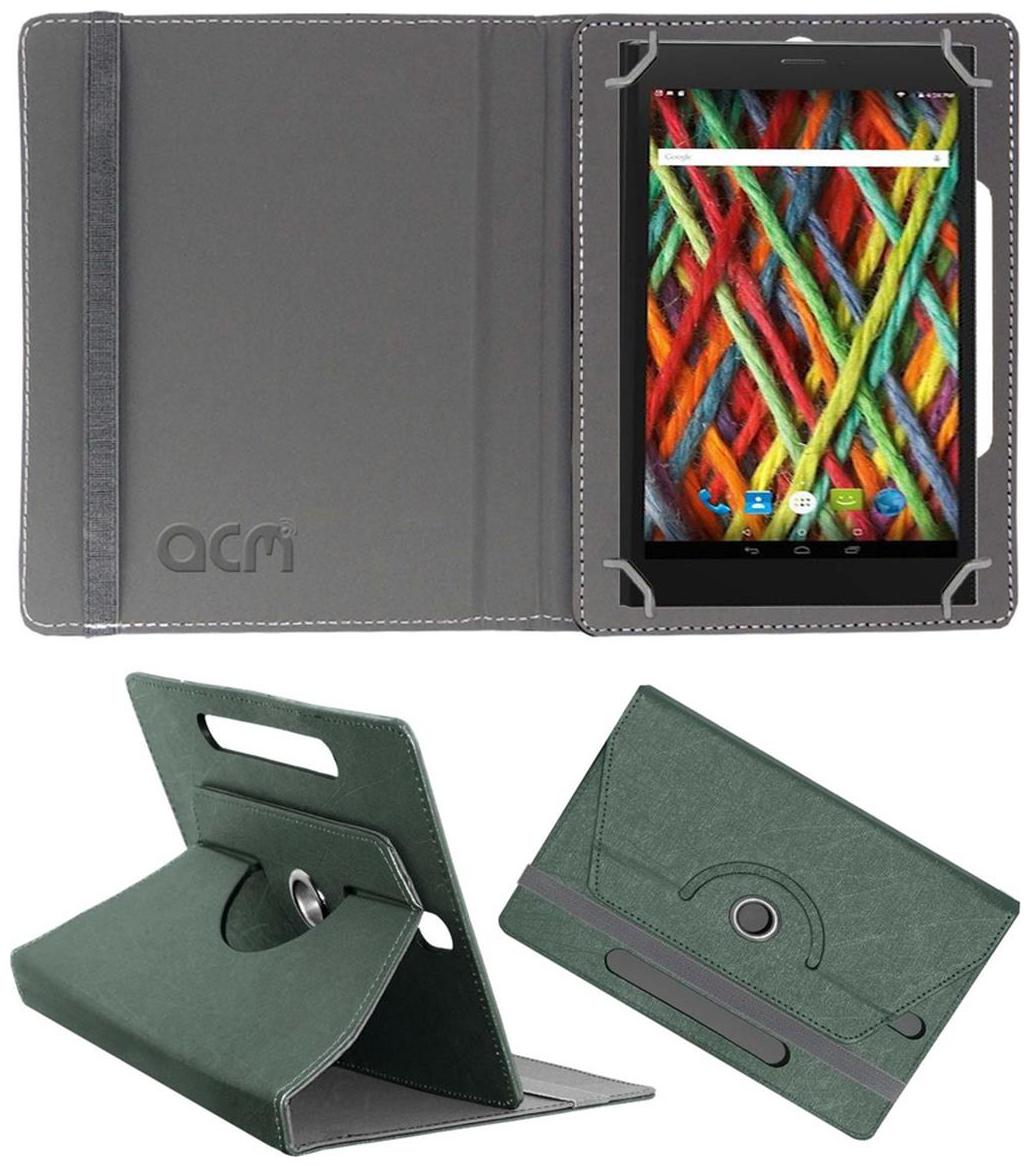 Acm Designer Rotating Leather Flip Case for Micromax Fantabulet F666 Cover Stand Grey