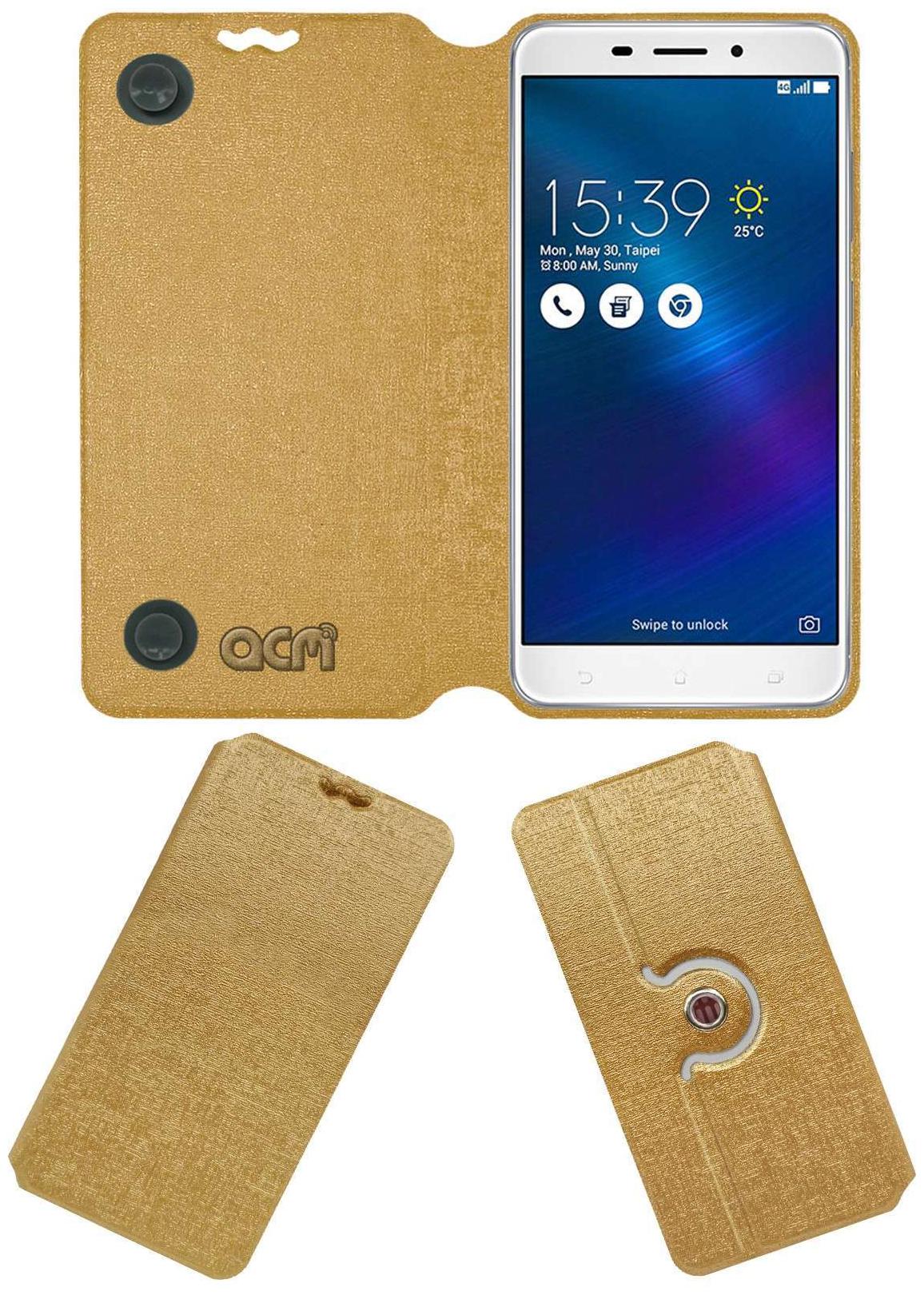 Acm Designer Rotating Flip Case for Asus Zenfone 3 Laser Zc551kl 4g037in Mobile Stand Cover Golden