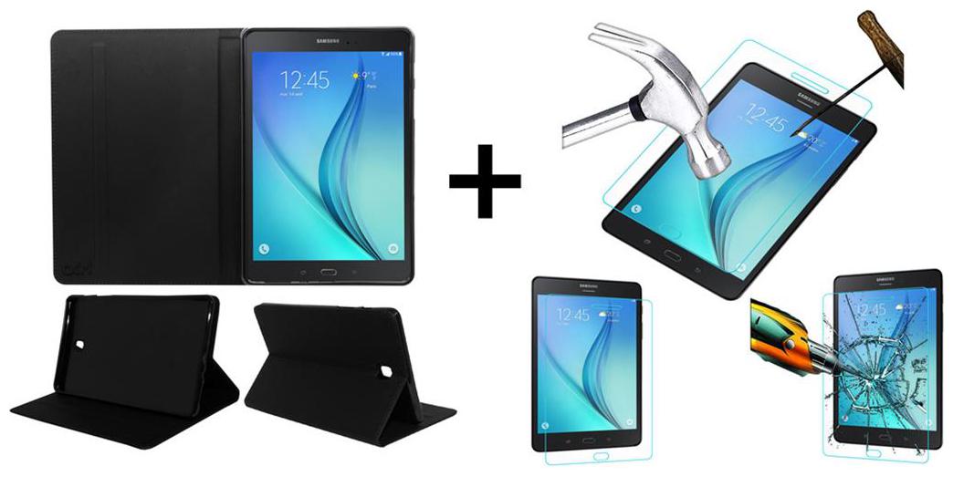 

Acm Executive Case Tempered Glass Combo for Samsung Galaxy Tab A T355y Flip Cover Screen Guard Black