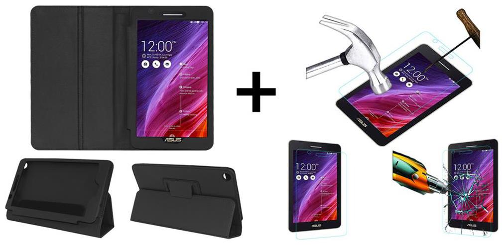 Acm Executive Case Tempered Glass Combo for Asus Fonepad 7 Fe171cg Flip Cover Screen Guard Black