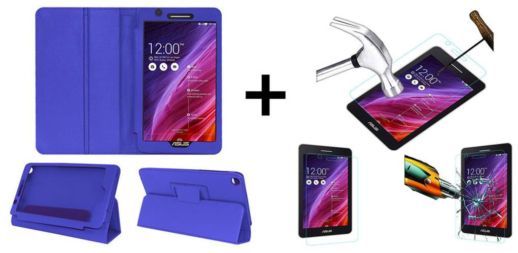 

Acm Executive Case Tempered Glass Combo for Asus Fonepad 7 Fe171cg Flip Cover Screen Guard Blue