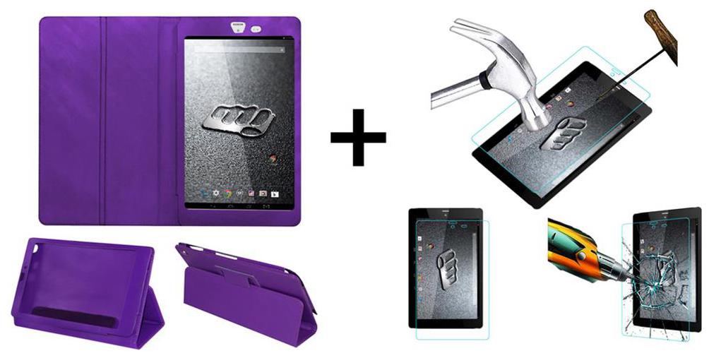 

Acm Executive Case Tempered Glass Combo for Micromax Canvas Tab P666 Flip Cover Screen Guard Purple
