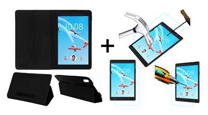 

Acm Executive Case Tempered Glass Combo for Lenovo Tab 4 8 Plus Flip Flap Cover Screen Guard Black