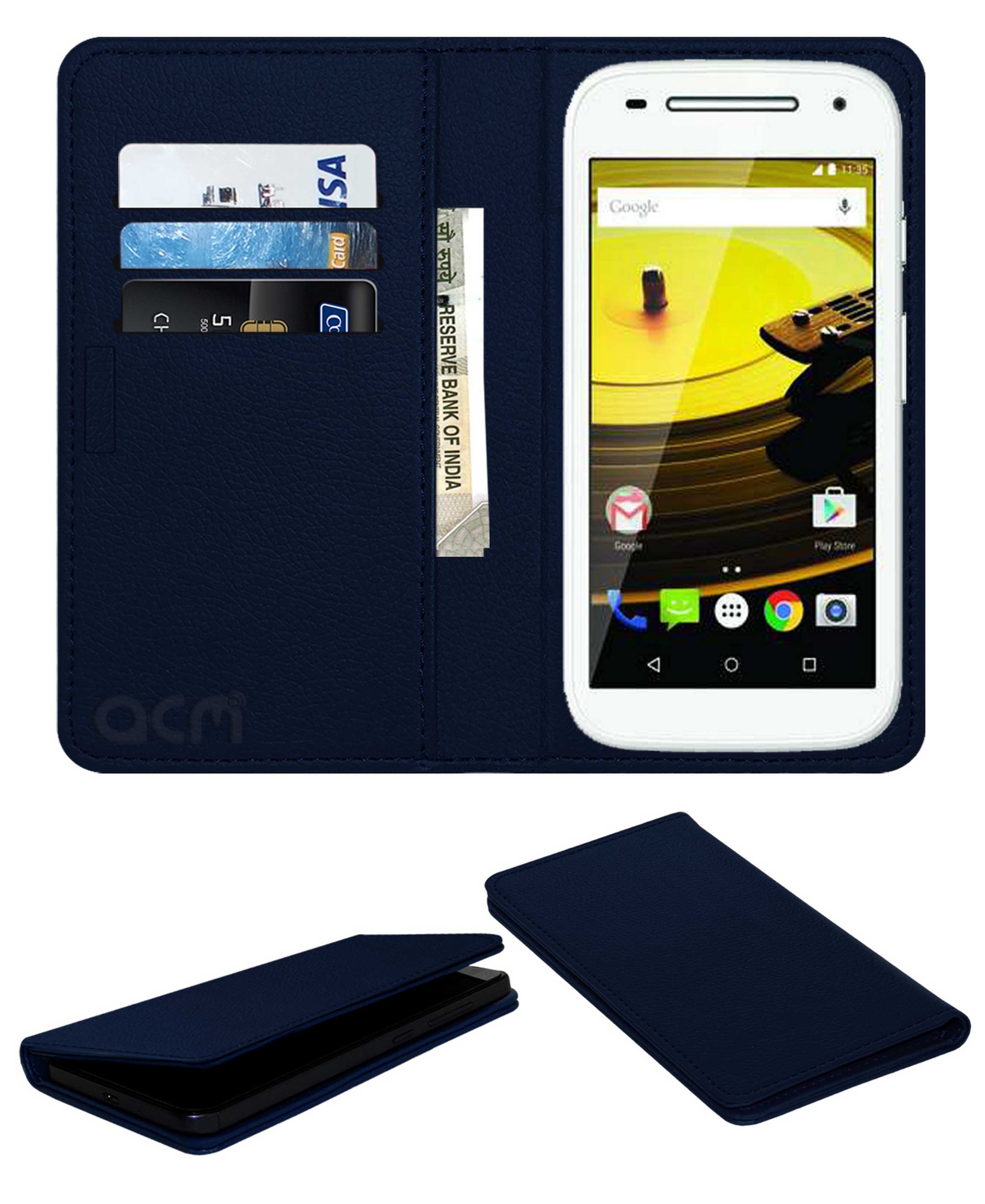 ACM Flip Cover For Motorola Moto E 2nd Gen 4g Blue by Accessories Masters