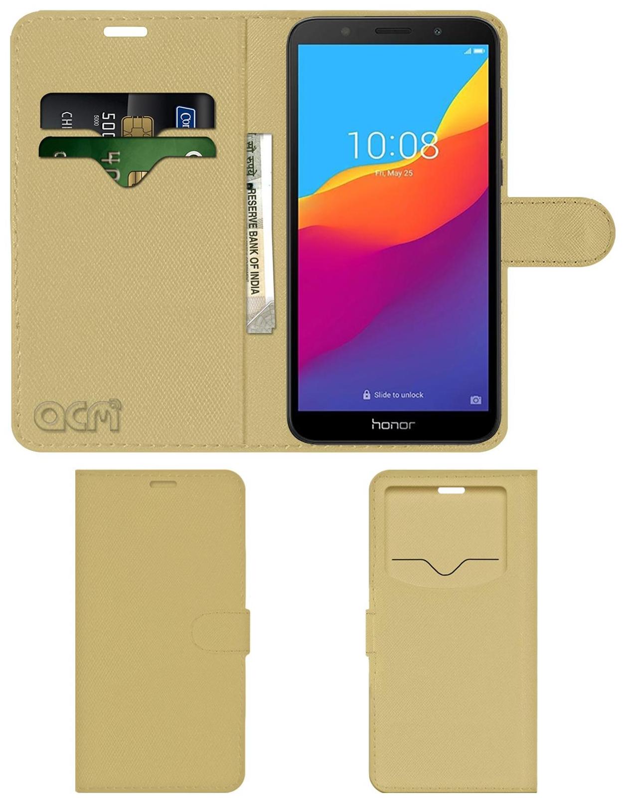 ACM Faux Leather Flip Cover For Honor 7s Golden by Accessories Masters