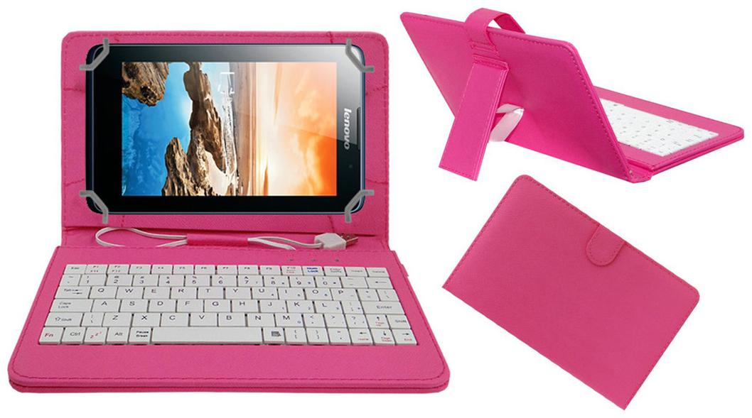 Acm Keyboard Case For Lenovo A7 50 A3500 Pink With Free OTG Cabel by Accessories Masters