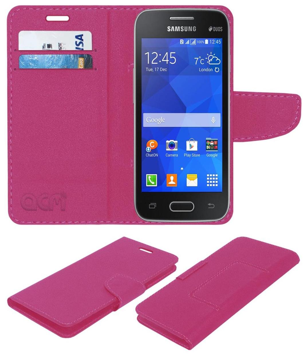 Acm Mobile Leather Flip Flap Wallet Case for Samsung Galaxy Ace Nxt Sm G313h Mobile Cover Pink by Accessories Masters