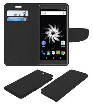 Acm Mobile Leather Flip Flap Wallet Case for Yu Yureka Note Mobile Cover Black by Accessories Masters