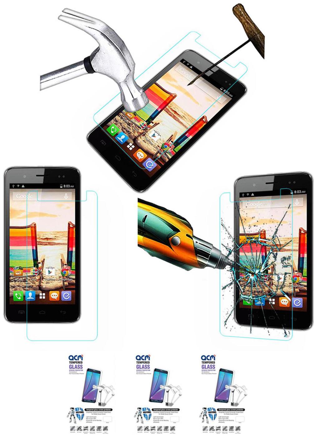 Acm Pack Of 3 Tempered Glass Screenguard For Micromax Bolt A069 Mobile Screen Guard Scratch Protector