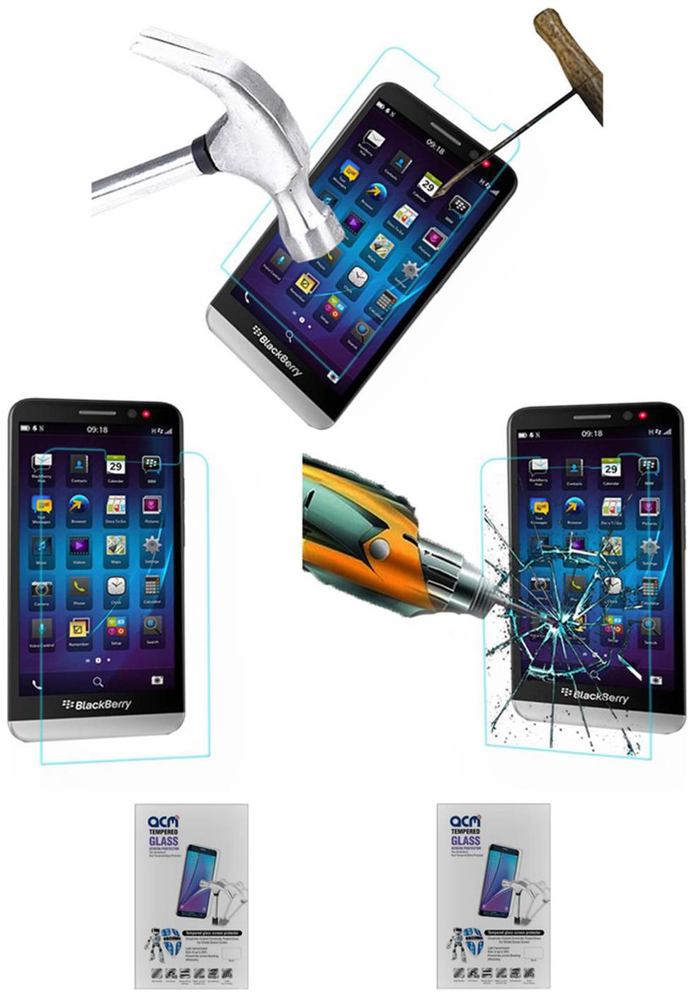 Acm Pack Of 2 Tempered Glass Screenguard For Blackberry Z30 Mobile Screen Guard Scratch Protector by Accessories Masters