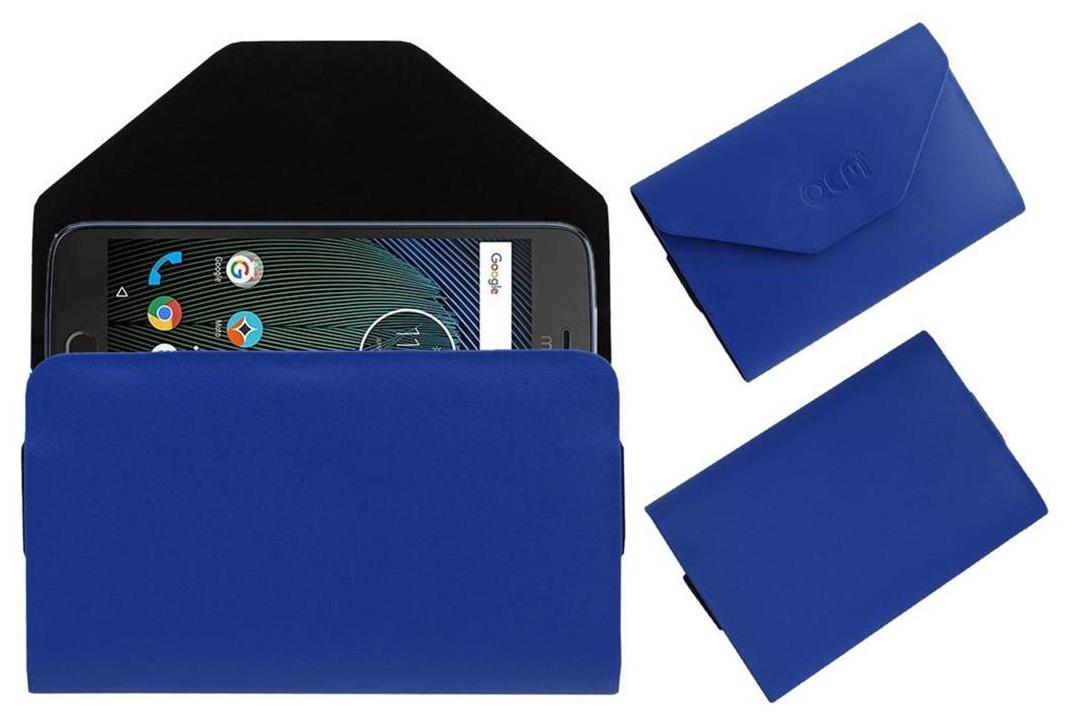 Acm Premium Flip Flap Pouch Case for Motorola Moto G5 Plus Mobile Leather Cover Blue by Accessories Masters