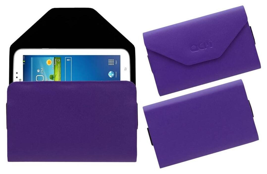 Acm Premium Pouch Case for Samsung Galaxy Tab 3 Sm T211 Tablet Flip Flap Cover Purple by Accessories Masters