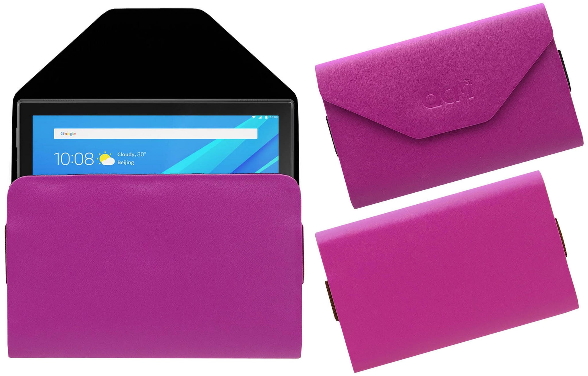Acm Premium Pouch Case for Lenovo Tab4 10 Tablet Flip Flap Cover Pink by Accessories Masters