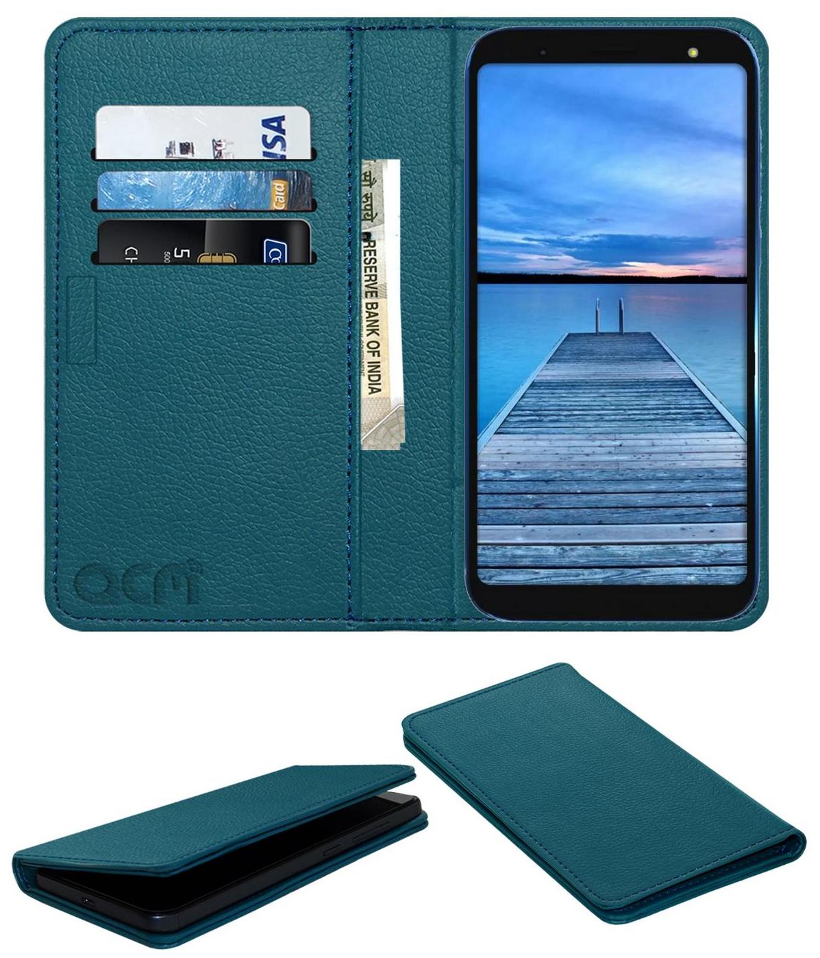Acm Rich Leather Flip Wallet Front Back Case for Yu Ace Mobile Flap Magnetic Cover Turquosie by Accessories Masters