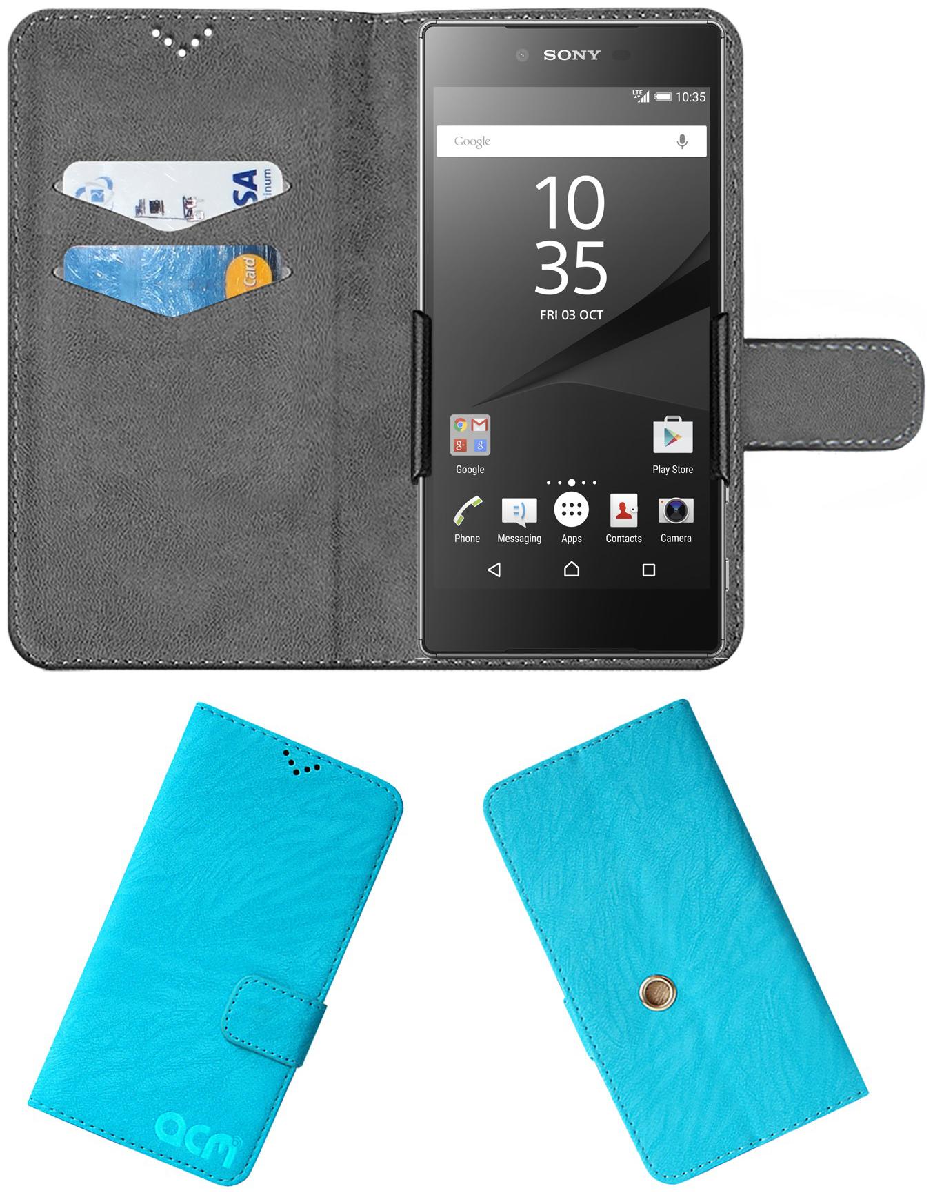Acm Rotating Clip Flip Case for Sony Xperia Z5 Premium Dual Mobile Cover Stand Sky Blue by Accessories Masters