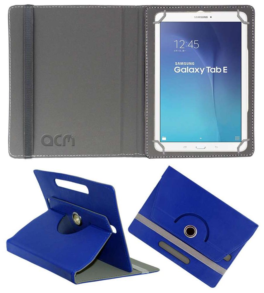 Acm Rotating Leather Flip Case For Samsung Galaxy Tab E Sm T561 Cover Dark Blue