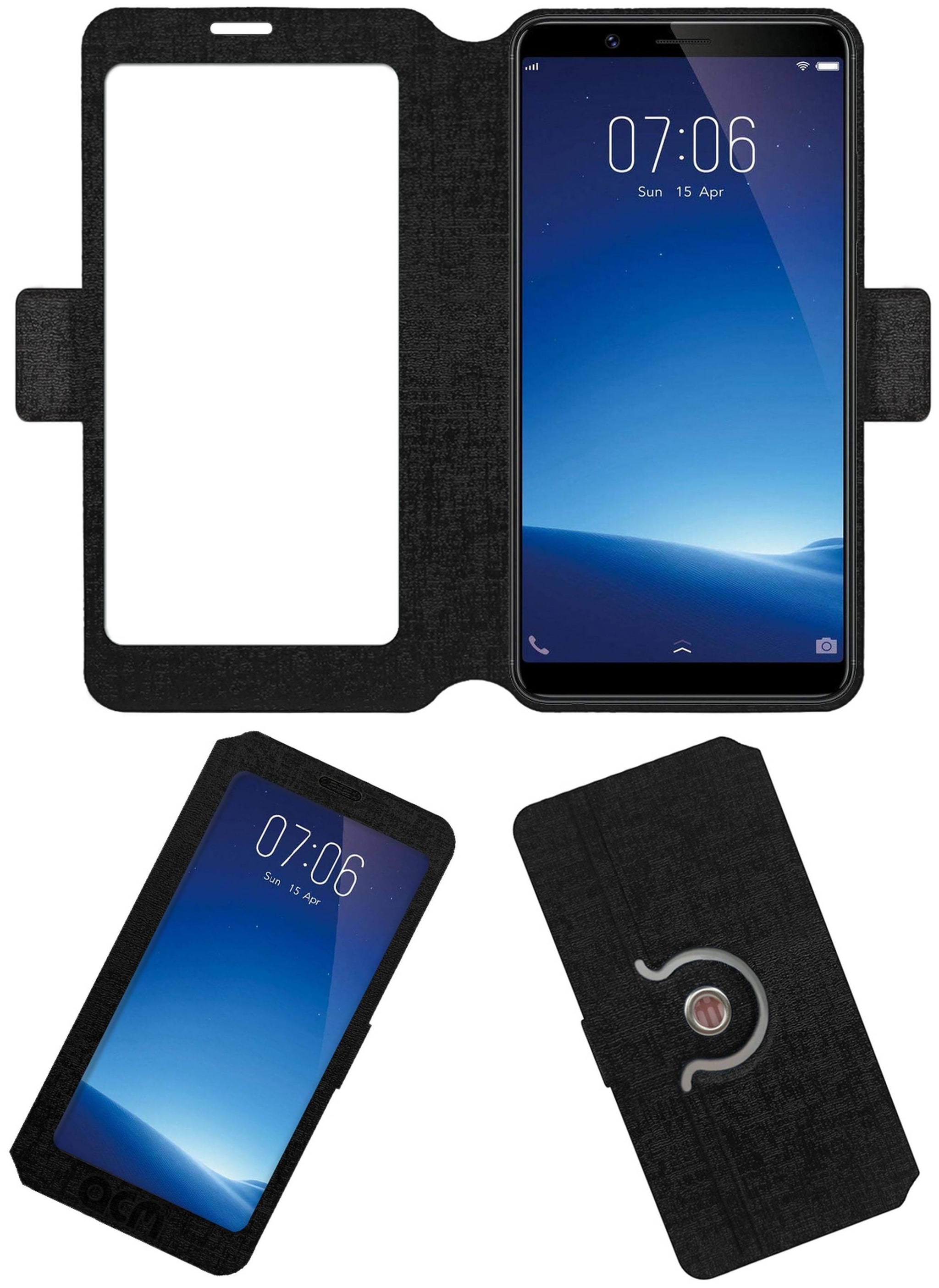 ACM Faux Leather Flip Cover For VIVO Y71i Black by Accessories Masters