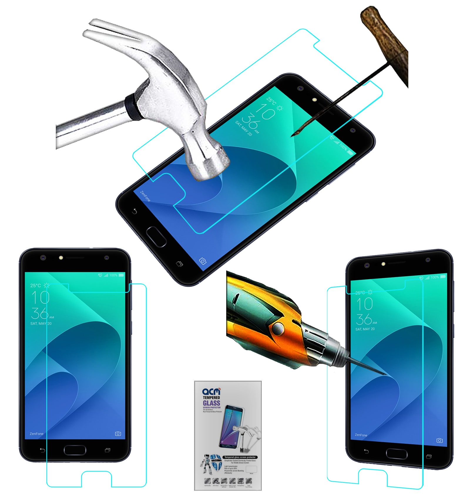Acm Tempered Glass Screenguard for Asus Zenfone 4 Selfie Zb553kl Mobile Screen Guard Scratch Protector