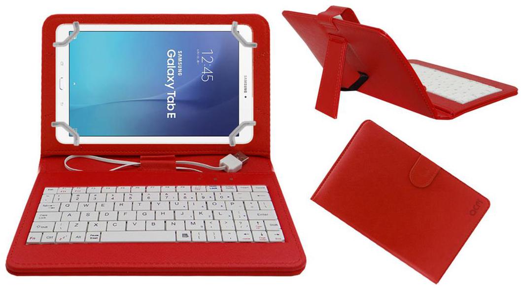 Acm Usb Keyboard Case For Samsung Galaxy Tab E Sm T561 Cover With Free Micro Usb Otg Red by Accessories Masters