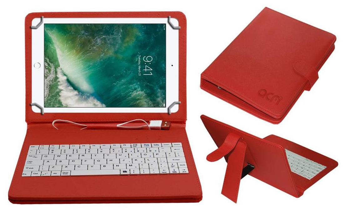 Acm Usb Keyboard Case for Apple Ipad 2017 9.7 Tablet Cover Stand With Free Micro Usb Otg Red by Accessories Masters